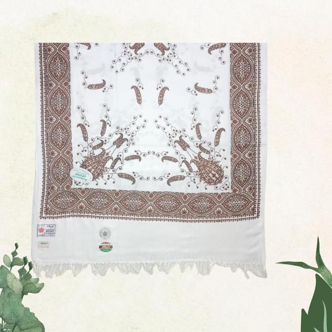 Promo Sorban Kashmiri Print Motif Bordir White / Sorban Sablon Putih