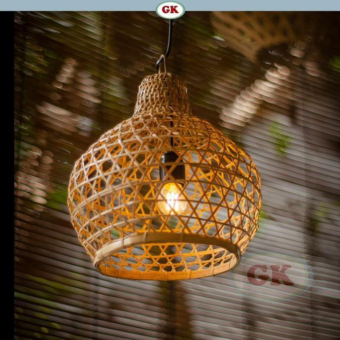 Ready Kap Lampu gantung Bambu / Lampu dekorasi bambu  BT04 d30
