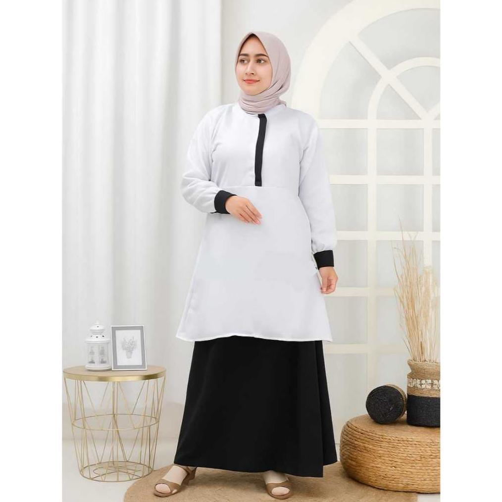 Grade Ori Baju Setelan Seragam Kerja Hitam Putih Pns [Tunik & Rok] |  Seragam Guru Wanita Mengajar |