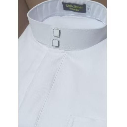 Premium Jubah Putih / Gamis Putih Anak Laki Laki. Putih Polos Kerah Tegak Thobe