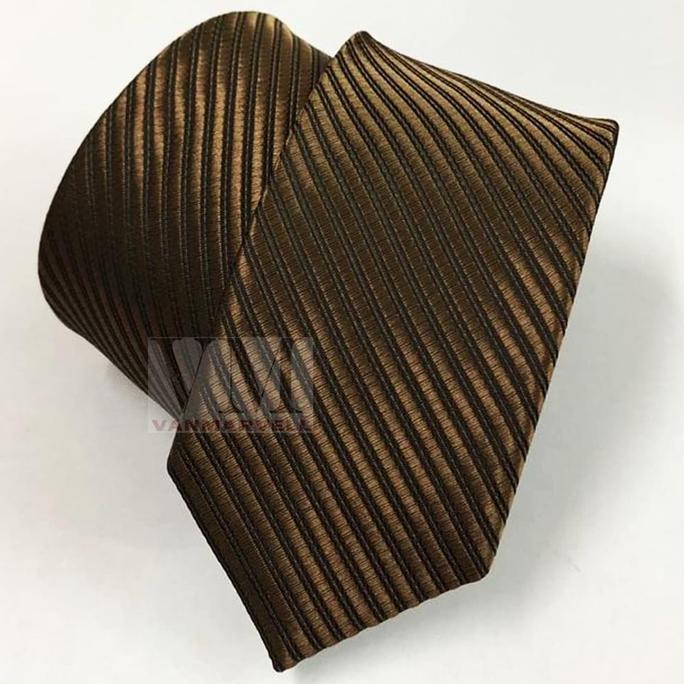 VM Dasi Coklat Polos Garis Slim Dasi Kerja Dasi Pesta