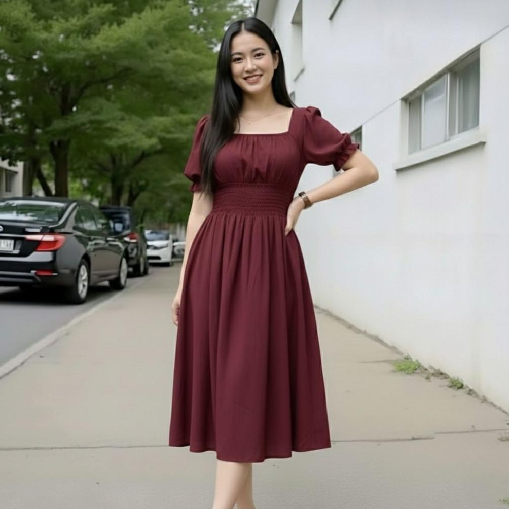 terlaris daster naura dress bali polos pinggang kerut kekinian terbaru / daster wanita jumbo