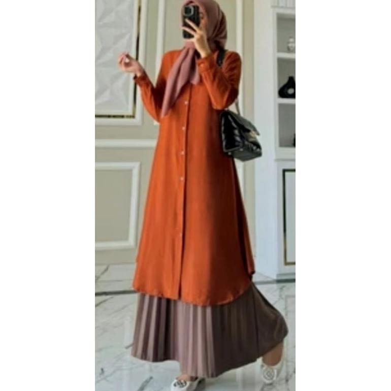 Hemat Gamis Tunik Biru Lengan Panjang Allsize Standard Ld 110 Allsize Jumbo Ld 120 Terbaru