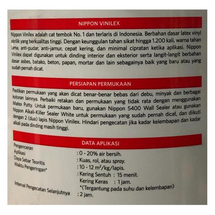 NIPPON PAINT VINILEX -WHITE 25kg 25 kg PAIL 1 PAIL CAT TEMBOK DALAM BE