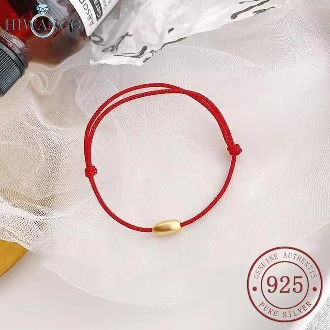 HIWANGO Tali Merah Emas Gelang Beras Kecil Untuk Pasangan Pria Dan Wanita