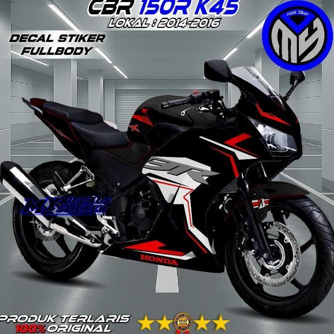 DECAL STICKER FULL BODY MOTOR HONDA CBR 150R K45A LOKAL DESAIN RBT HITAM - STRIPING FULL BODY MOTOR 