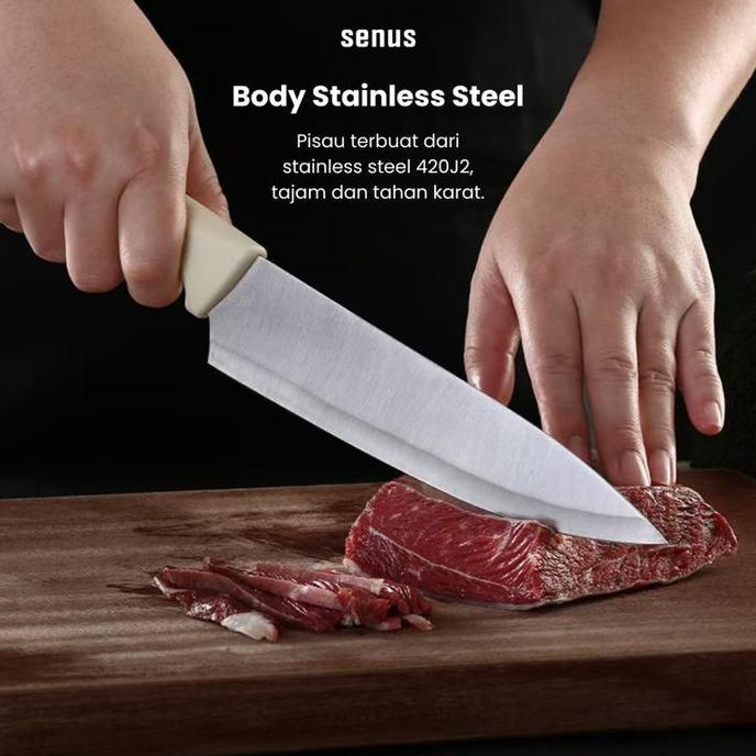 SENUS Kitchen Knife Set 3 PCS | Pisau Dapur Stainless Steel Tajam & Serbaguna (TERBAIK) (TERBARU) (T