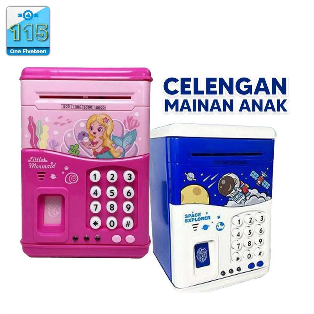 Celengan Mainan ATM Brankas Karakter Astronot M278 Mainan Edukasi Anak Lucu Fingerprint Bank Mesin C