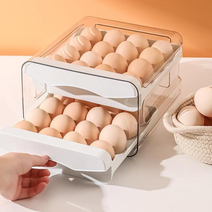 TERLARIS!! RAK LACI TELOR / TEMPAT TELUR 2 TINGKAT META EGG STORAGE BOX RAK TELUR 2 SUSUN / KOTAK PE