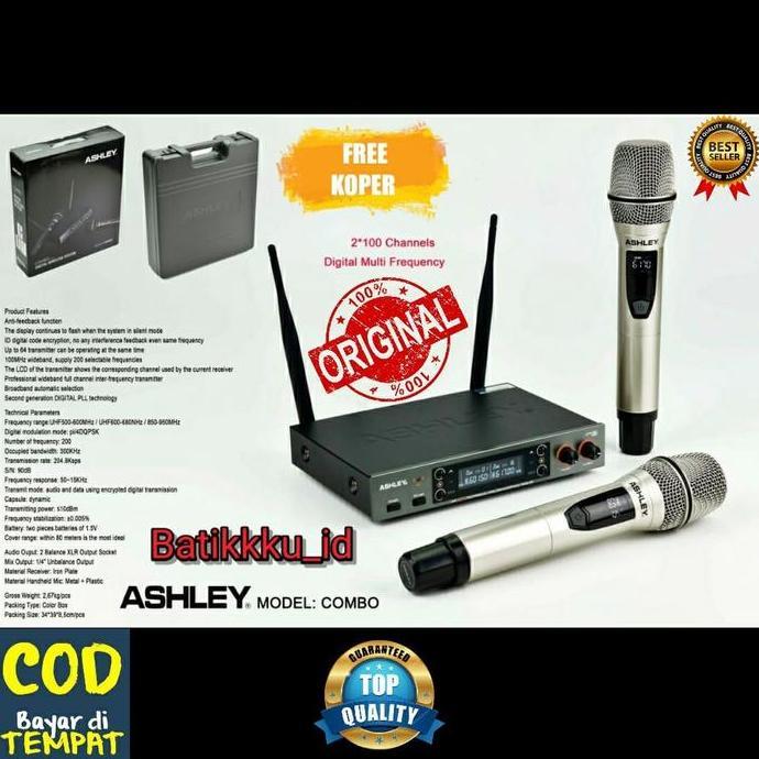 Grosir Mic Wireless Ashley Combo Original New Free Koper Anti Feedback Bisa Ganti Frequency