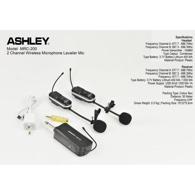 Promo Mic Wireless Ashley Clip On/Jepit Mrc-200 Mrc 200 Charger Original