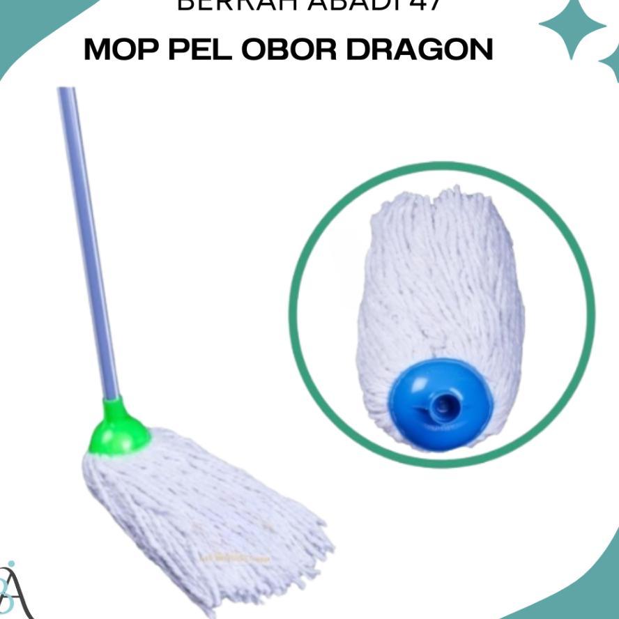 Dragon Mop Pel Obor Plastik Alat Pel Lantai Dragon/ Kain Pel Lantai Dragon/ Pel Lantai 1 Set