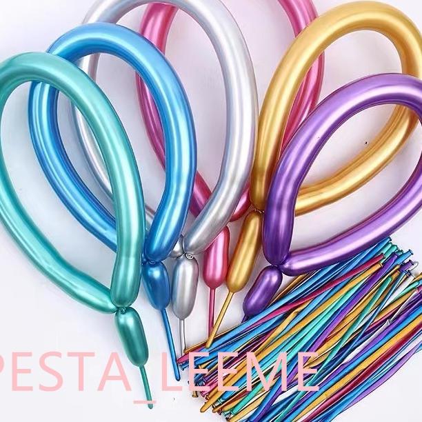 100Pcs Balon Twist /Pentil Chrome/ Balon Cacing Warna Metalik Chrome Balon Balon Ulang Tahun Dekoras