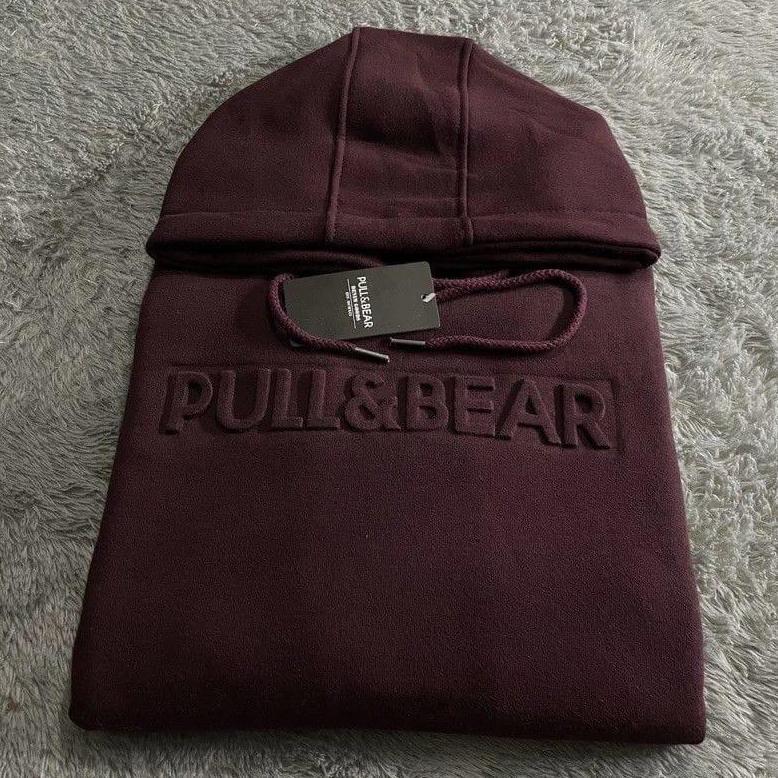 Original Sweater Hoodie Pull And Bear Jaket Pullover Sablon Embossed Font Timbul Hodie Pria Wanita U