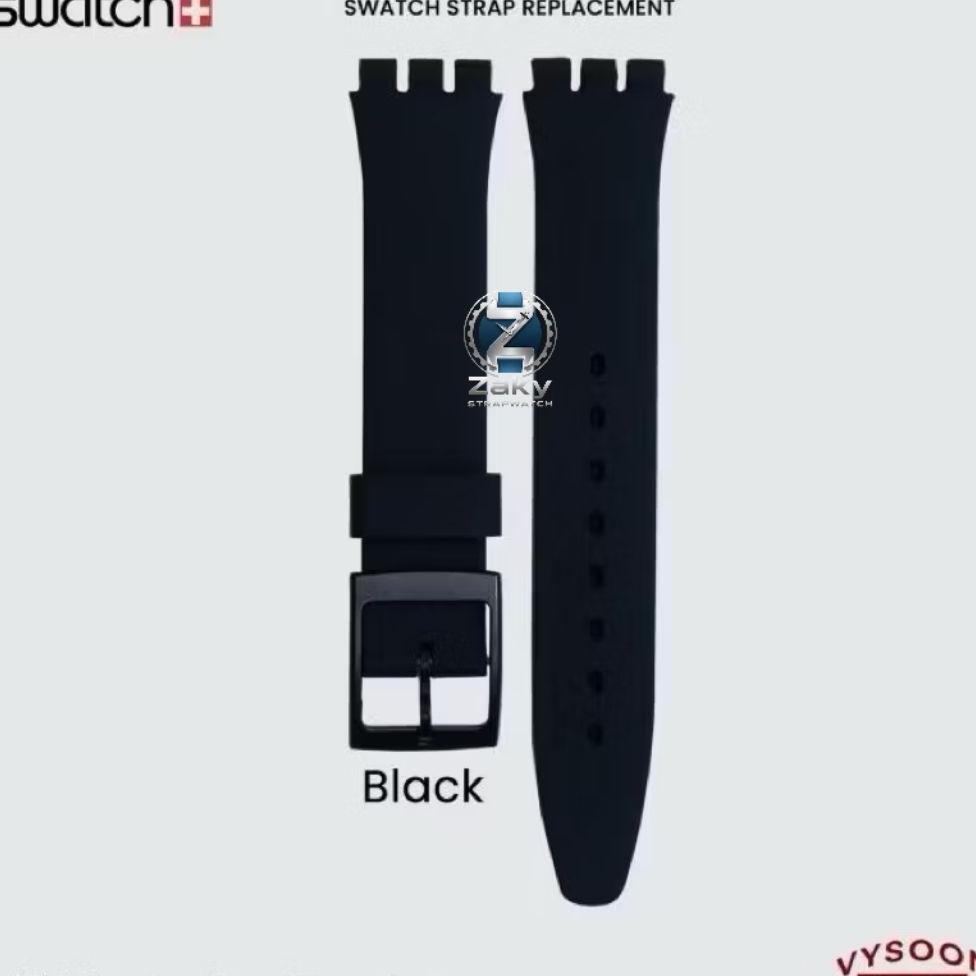Strap/Tali Jam Swatch Black Rebel New Gent Original Swatch 17Mm 19Mm