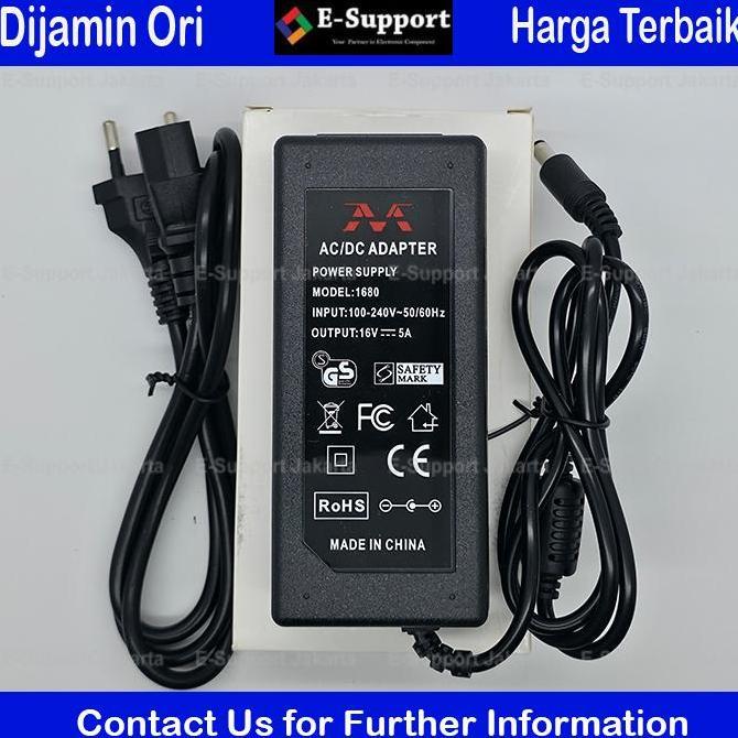 NEW M (VM) ADAPTOR 16V 5A MODEL 1680 AC/DC UNTUK KEYBOARD DENGAN INPUT 100V-240V-50/60HZ OUTPUT 16V 