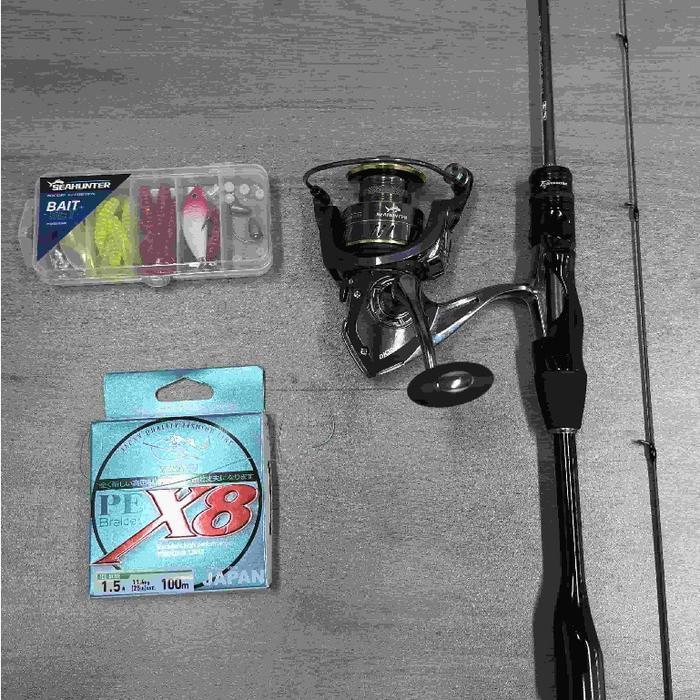 SEAHUNTER Joran Pancing 1 Set : Spinning Joran+Reel+PE X8 150M Senar + Lure set box 26pcs murah Comb