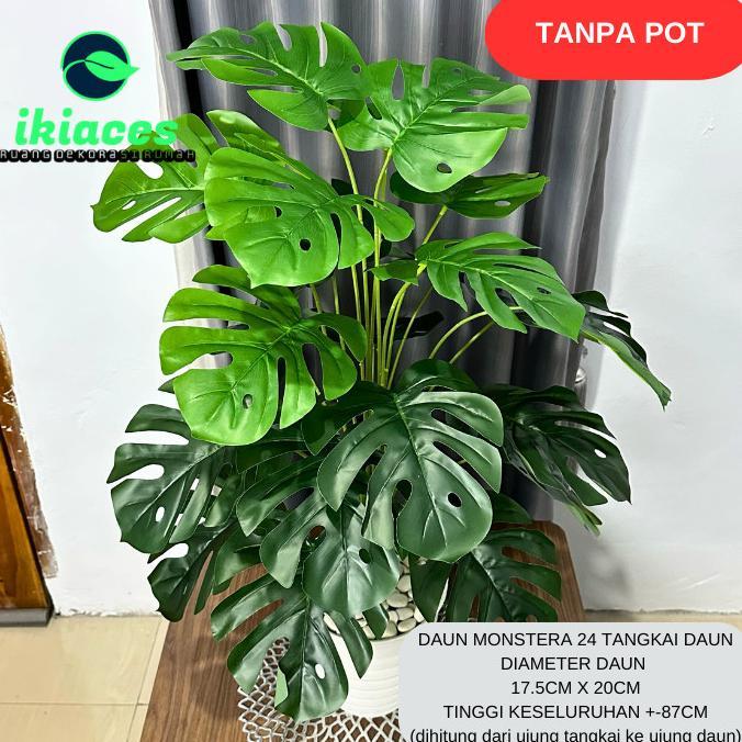 Daun Monstera Jumbo Plastik Daun Hias Plastik Tanaman Artificial Dekorasi Bunga Sudut Rumah Hias Aes