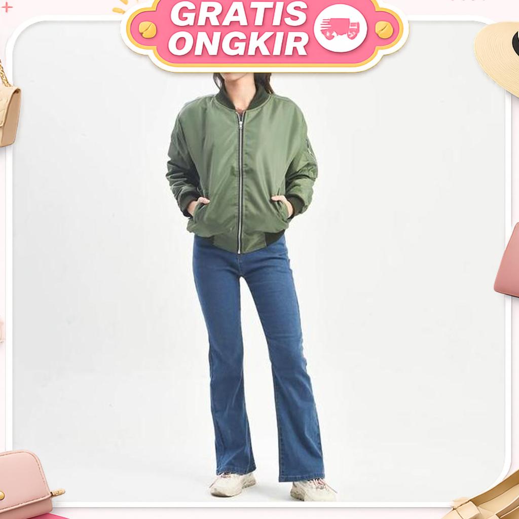 Nookly - Jaket Bomber Parasut Wanita Bomber Alpha Green Jacket Windbreaker Outdoor