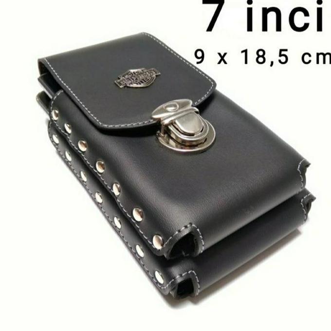 SARUNG Handphone 7 INCI DOMPET HP PRIA 2 SLOT SABUK KOPEL SINTETIS