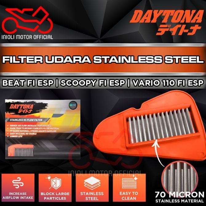FILTER UDARA STAINLESS DAYTONA BEAT SCOOPY ADV PCX STYLO GENIO VARIO 110 125 150 160 FI ESP KZL K44 