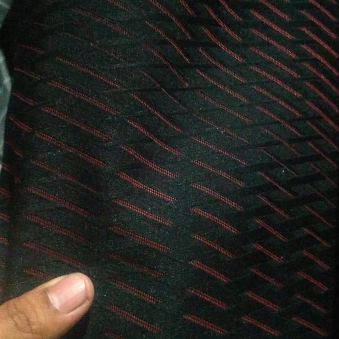 Kain jok mobil fabric motif hitam merah line