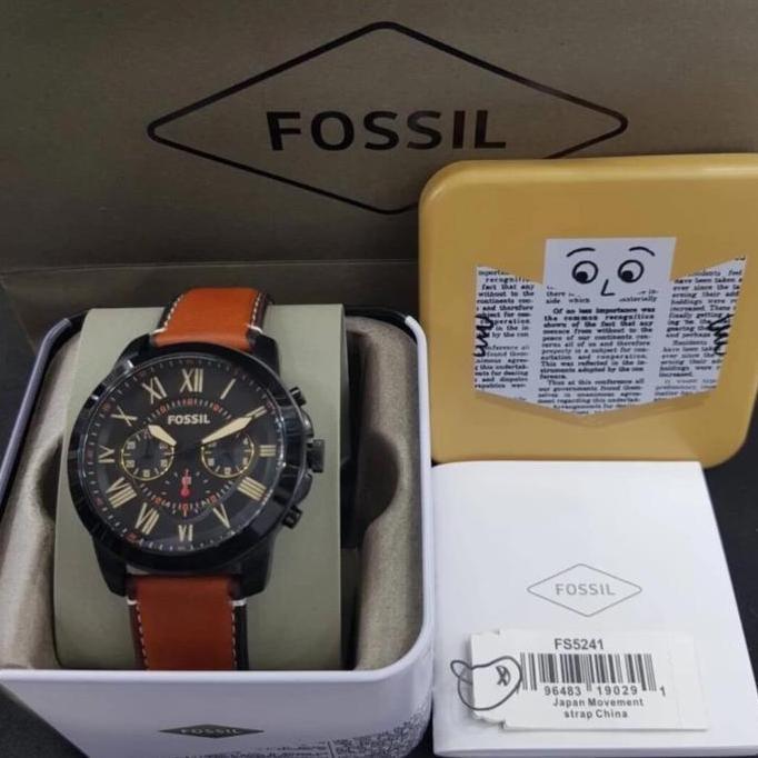 Jam Tangan Pria Fossil FS5241 Original Leather Strap Kulit Chronograph