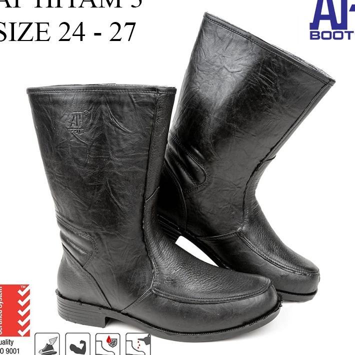 Ap Boots Black 3 / Boots Hitam Pendek Kulit