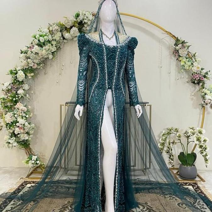 Kebaya Pengantin Modern Wedding Dress Luxury Coklat Mahogany Marun Milo Emerald Chantilly Semi Pranc