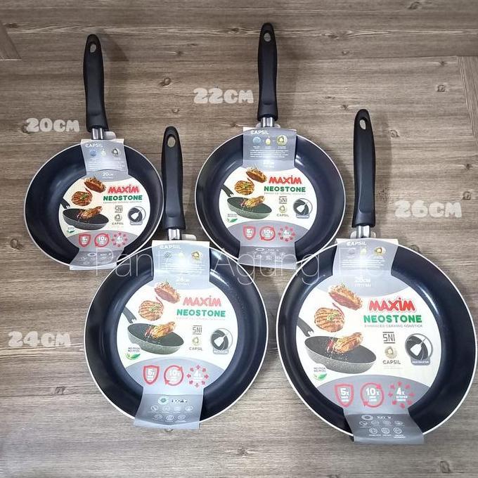 Equip- Teflon Frypan Anti Lengket Maxim Neostone Marble Keramik 20 22 24 26Cm