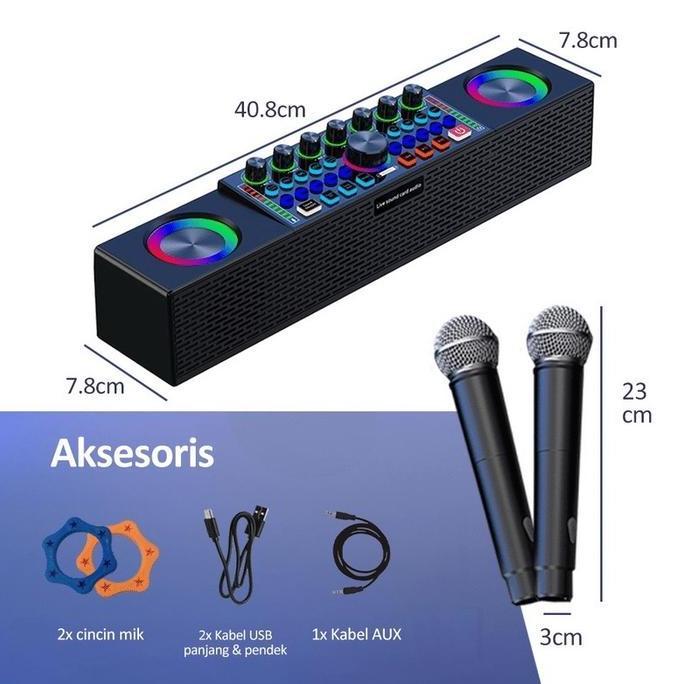 Grosir Soundcard Speaker Sy8 + 2 Mic Bluetooth Sound Card With Wireless Two Microphone With External
