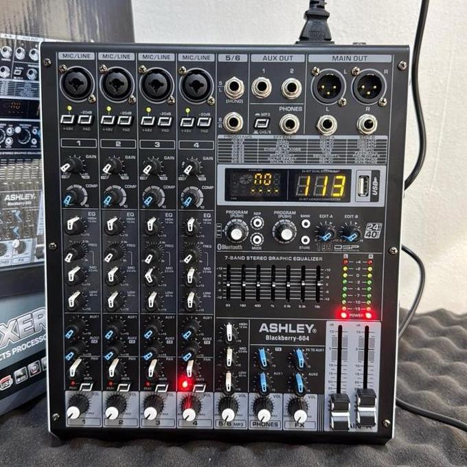 Murah Mixer Audio Ashley Blackberry 604 | Mixer Ashley Blackberry 604 | 6 Channel | 4 Mic Line | 2 S
