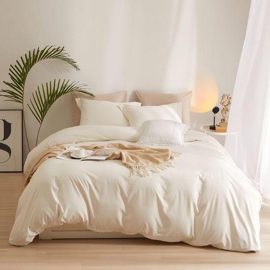 Sprei Full Set Bedcover Quiltcover Organic Cotton Eco-Friendly by SLEEP PROJECT - Plain Cream