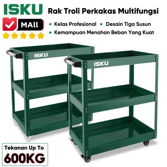 Ndalisuman - ISKU Trolley Perkakas Bengkel 3 Susun Rak Alat Tukang Tool Cart Baja Cold Rolled Kuat B