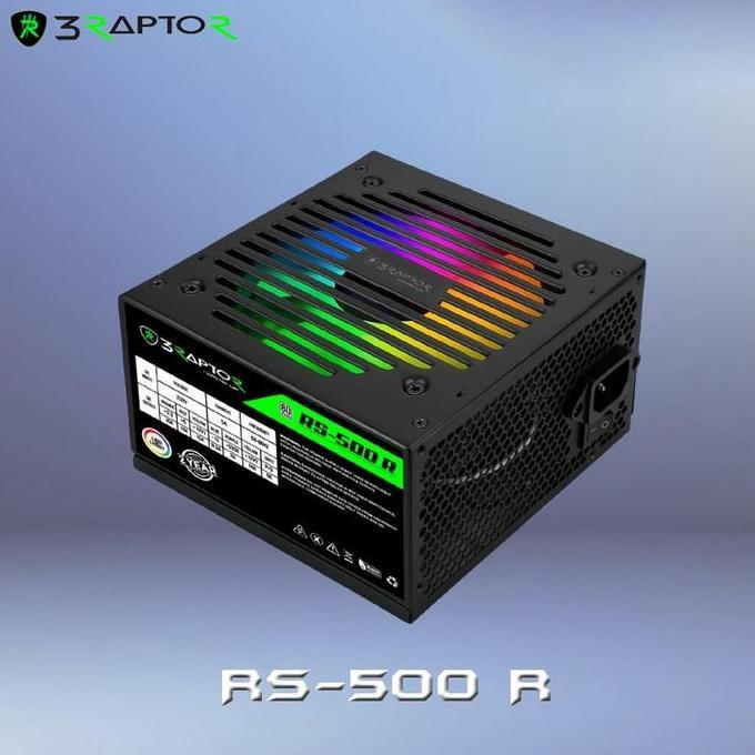 Raptor RS-500R Power Supply Gaming 500Watt RGB 80+