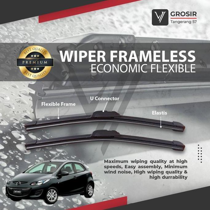 WIPER MAZDA 2 MAZDA2 2007-2014 FRAMELESS 2 PCS READY