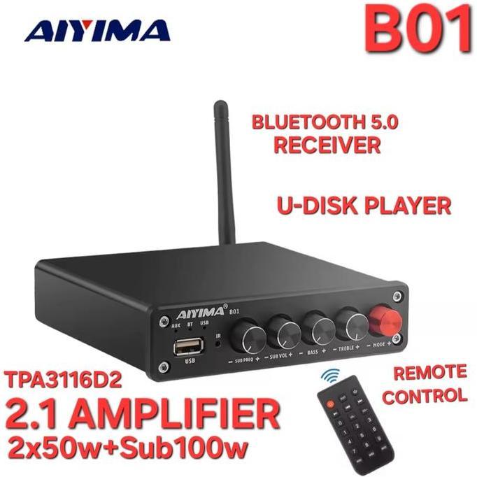 AIYIMA B01 Class D 2.1 Amplifier TPA3116D2 2x50w+Sub100w U-Disk