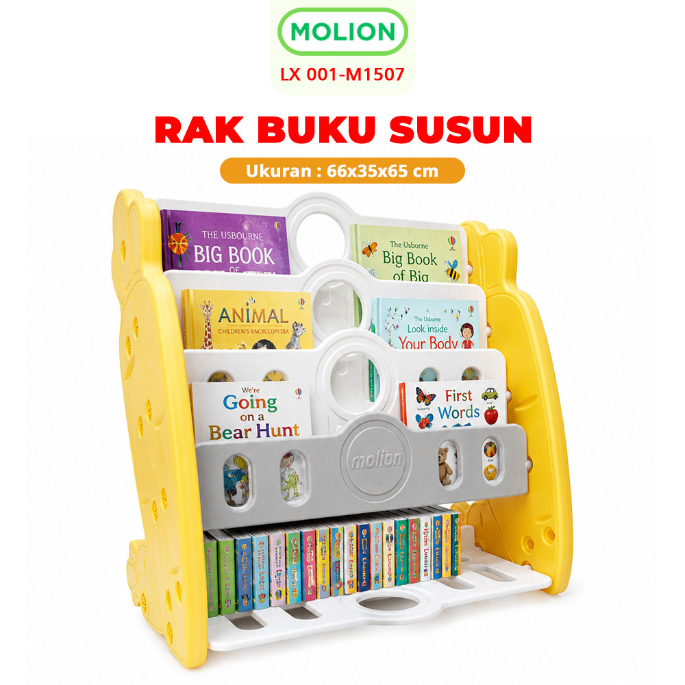 MOLION SNI Book Organizer Rak Tempat Buku Anak 3 Susun Buku Belajar Rak Susun Penyimpanan 001-M1507