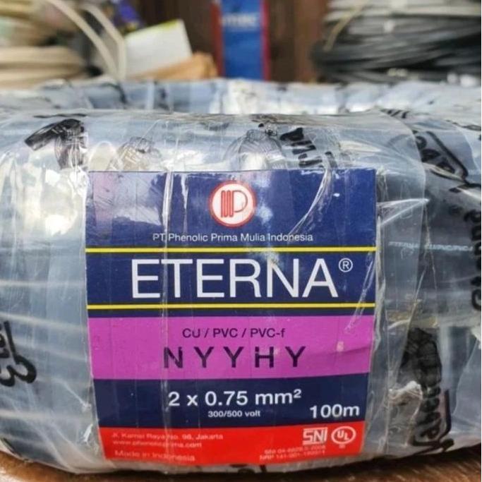 Eterna Kabel Listrik Hitam Kawat NYYHY 2 X 0.75 MM ( 100 Meter ) NYYHY 2x0.75 mm2