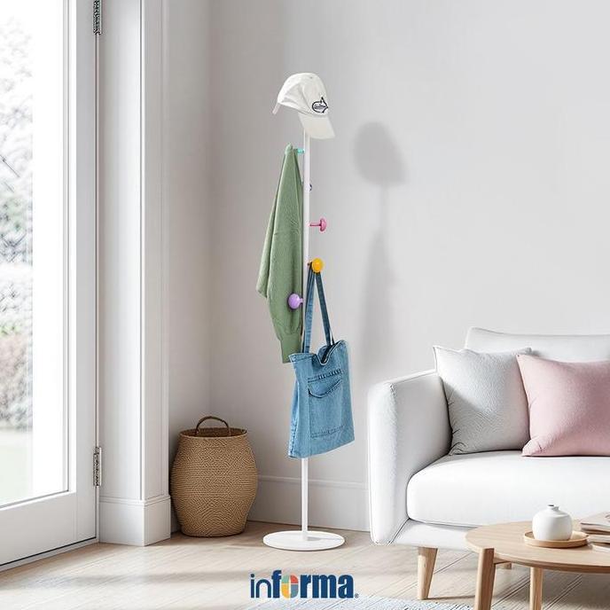 Informa Gantungan Pakaian Mushroom - Putih Gantungan Topi Gantungan Tas Tiang Standing Hanger Tempat