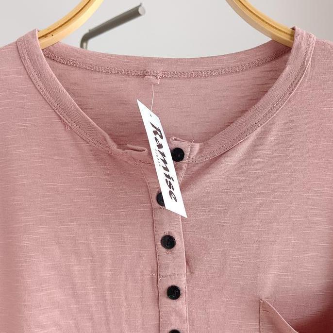 Superior- Atasan Oblong Basic Rayon Ramise - Kaos Lengan Panjang Busui Friendly - Baju Oval Kancing 