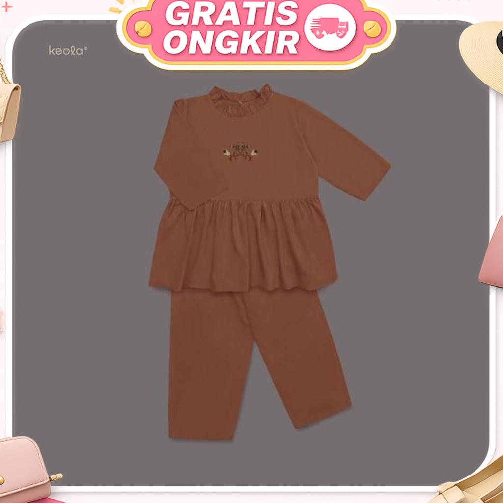 Md - (Size 6 - 10Tahun) Keola Setelan Anak Perempuan Chanderi Tunik Set Dress Gamis / Baju Tunik Ana