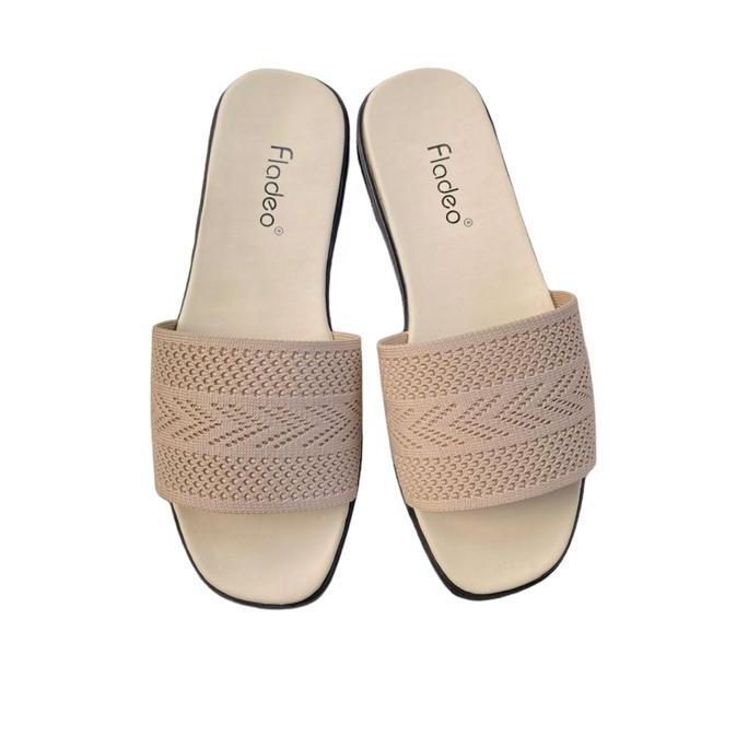 Sendal SLOP RAJUT Wanita fladeo Sendal Cewek Motif RAJUT Sendal Flat teplek remaja dewasa kasual per