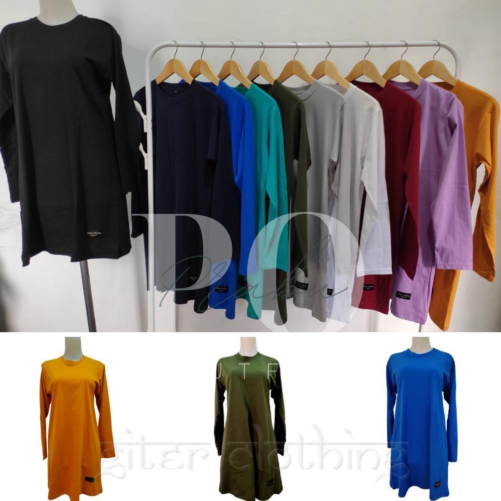 PREMIUM PRABU OUTFIT - BIRU BENHUR - KAOS TUNIK WANITA TANGAN PANJANG OVERSIZE BAHAN KATUN COMBED 24