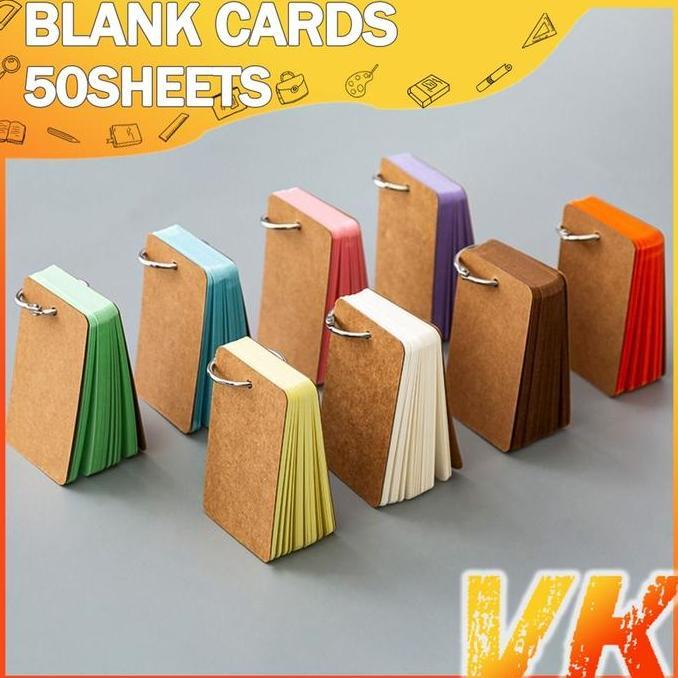 FLASH CARD/FLASH CARD POLOS 50 LEMBAR Flash Card / Memo Ring / Flash Card Polos Edukasi Belajar Anak