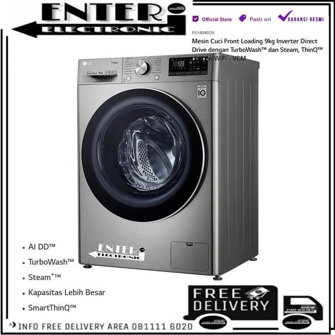 LG FV1409D3V - MESIN CUCI FRONT LOADING 9 KG PLUS DRYER LG FV 1409D3V