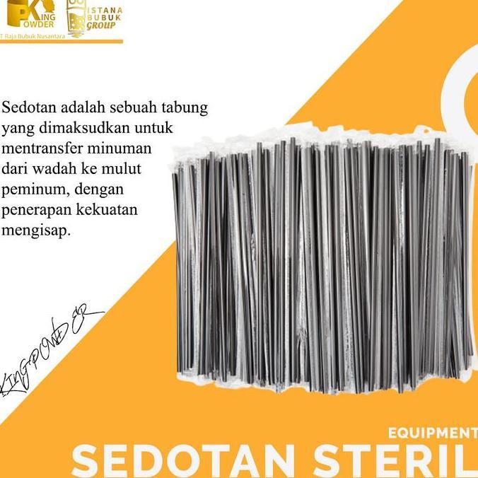Sedotan Sterill Hitam plastik/kertas 1 Pack Non Boba