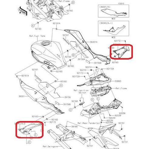 Body Belakang Kawasaki Ninja Rr Mono Original,