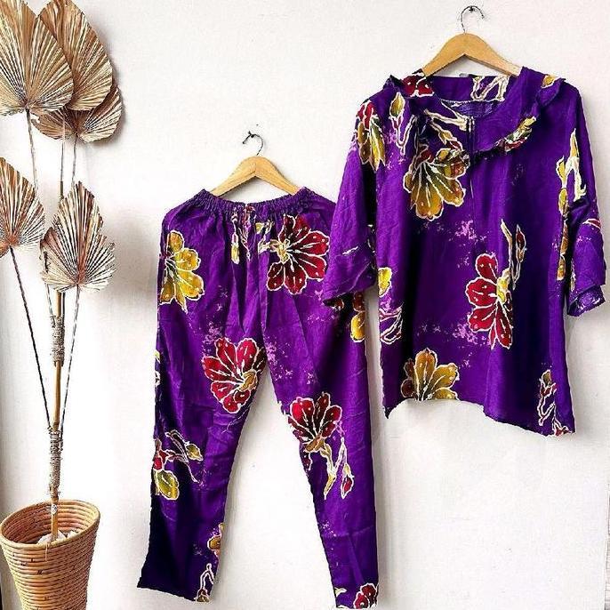 Setelan Celana Panjang Sabrina Teratai Tersanjung Batik Pekalongan Baju Celana Nyaman Panjang Setela