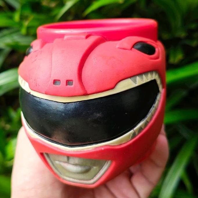 VINTAGE GELAS MUG MMPR MIGHTY MORPHIN POWER RANGERS RED RANGER HELMET ORIGINAL MEGACEPT FG75